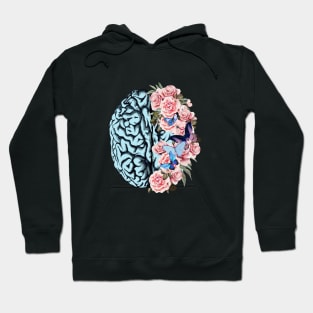 Butterflies  Blue Brain and pink roses, Positivity, Health, Mental, Depression, Anxiety, Mental Iliness Hoodie